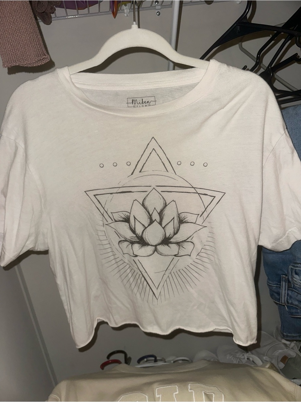 Miken White Lotus Graphic Crop Tee